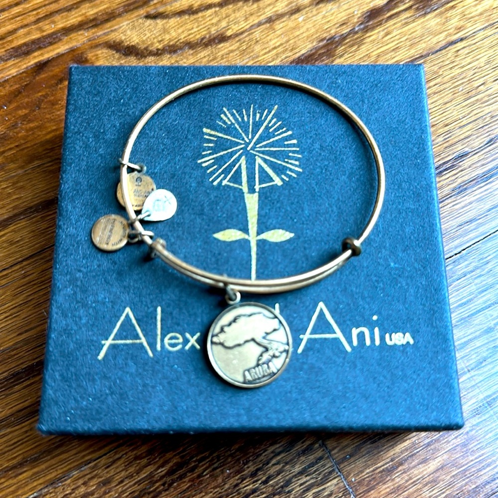 EUC Alex and Ani Vintage Gold Aruba Charm Bracelet